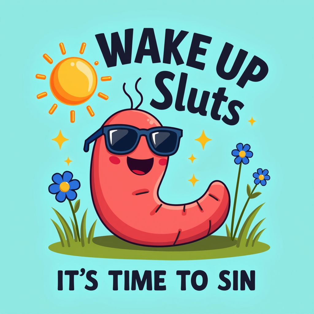 Funny Wake Up Slogan Graphic with Whimsical Design