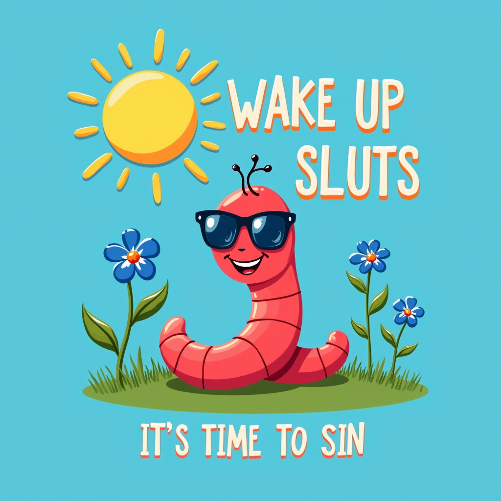 Funny Wake Up Slogan Graphic with Whimsical Design