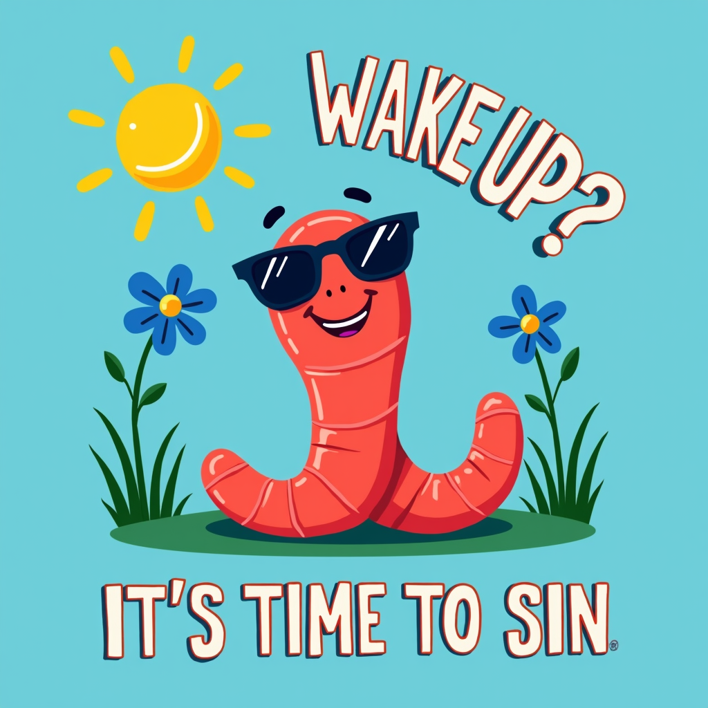 Funny Wake Up Slogan Graphic with Whimsical Design